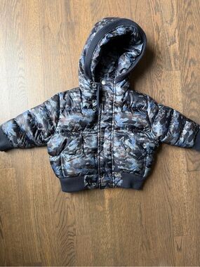 Appaman Mini Puffy Coat Toddler Boy Blue Bayou Camo Down Winter Jacket